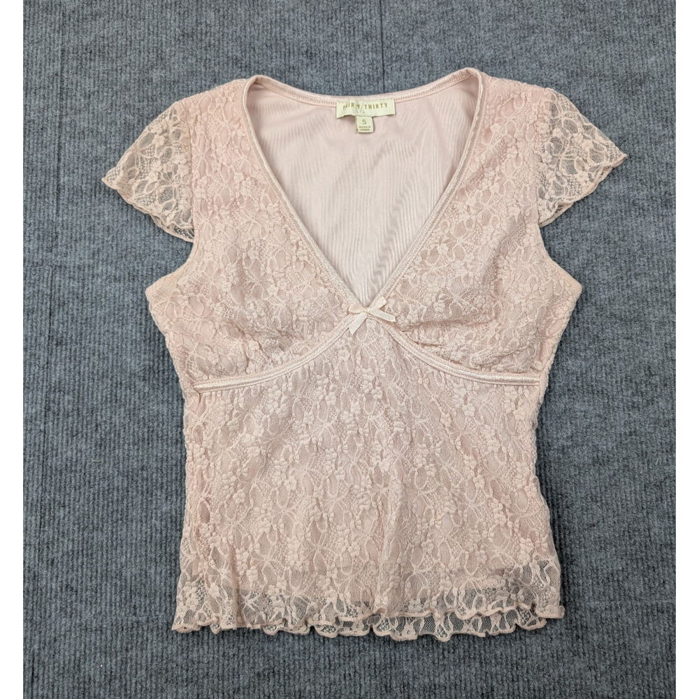 Thirty Thirty Babydoll Top Womens Small Lace Coquette Y2K Pink Feminine Girly 90
